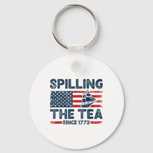 Spilling The Tea Since 1773 Men Women Kids Funny 4 Key Ring