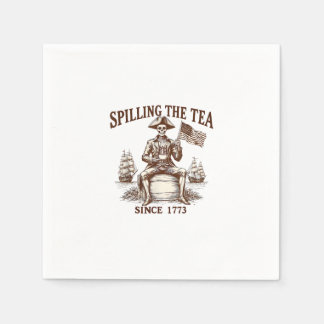 Spilling The Tea Since 1773 Patriotic Skeleton 4Th Napkin
