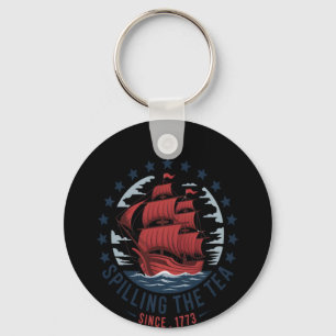 Spilling The Tea Since 1773 Red White Blue 4th Of  Key Ring