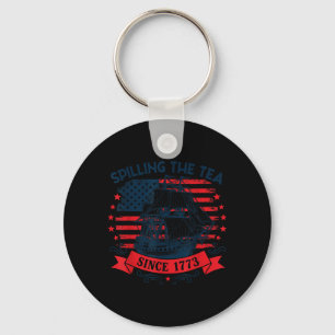 Spilling The Tea Since 1773 Vintage 4th of July Key Ring