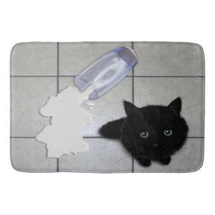 Spilt Milk and Black Kitty Bath Mat
