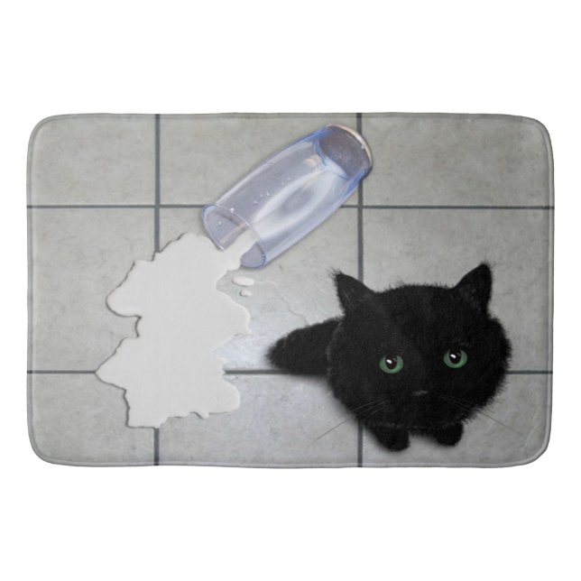 Spilt Milk and Black Kitty Bath Mat (Front)