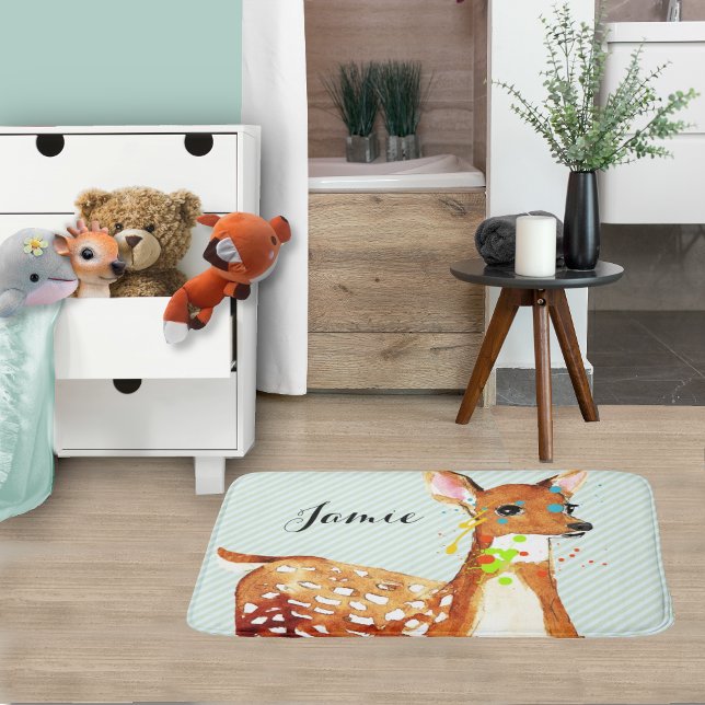 Spilt Paint Fawn Deer Childrens Bath Mat (Creator Uploaded)