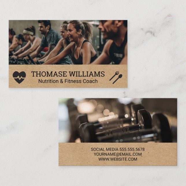 Spin Class | Dumbbells in the Gym Business Card (Front/Back)