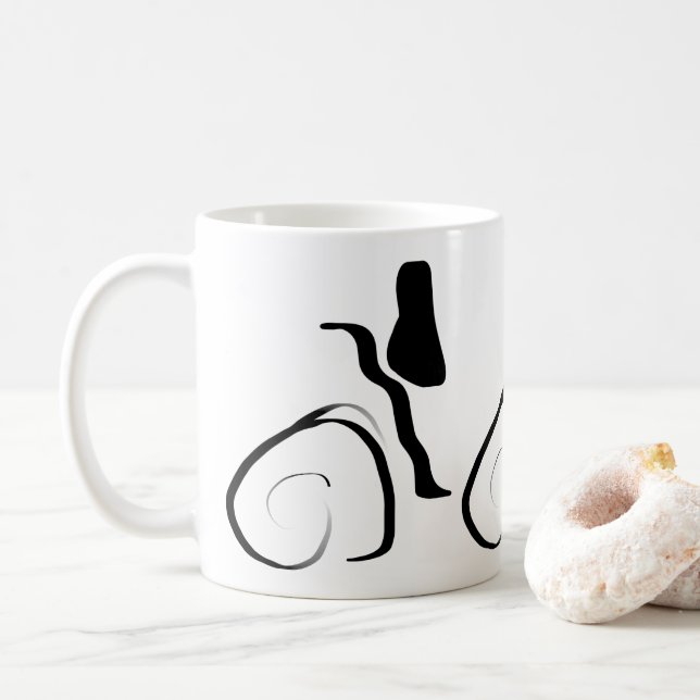 Spin Cycle: Abstract Black & White Coffee Mug (With Donut)