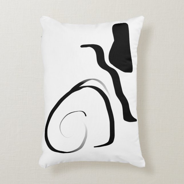 Spin Cycle: Abstract Black & White Decorative Cushion (Front(Vertical))