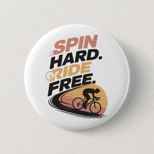 Spin Hard Ride Free Bicycling T-shirt 6 Cm Round Badge
