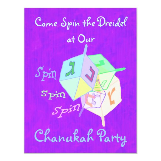 Spin Spin Dreidel Chanukah Party Invitations