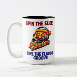 Spin That Slice Pizza DJ Combo Two-Tone Coffee Mug