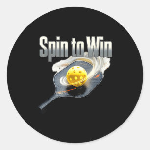 Spin to win pickleball player paddle ball court classic round sticker