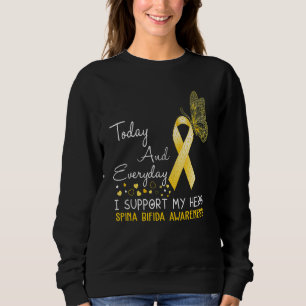 Spina Bifida Awareness I Support My Hero Butterfly Sweatshirt