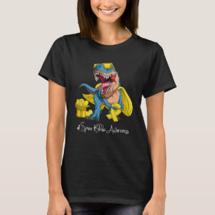 Spina Bifida Awareness Month Yellow Ribbon Trex T-Shirt