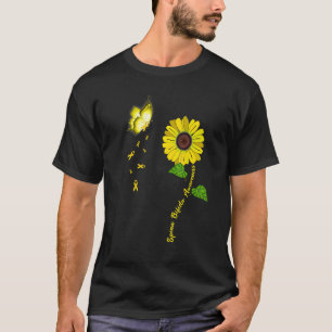 Spina Bifida Awareness Yellow Butterfly Sunflower T-Shirt