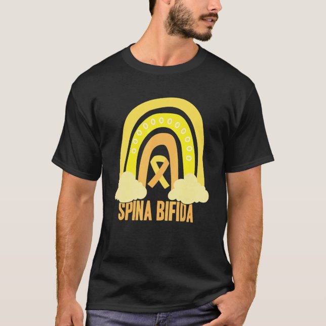 Spina Bifida Awareness Yellow Ribbon For Men Women T-Shirt (Front)