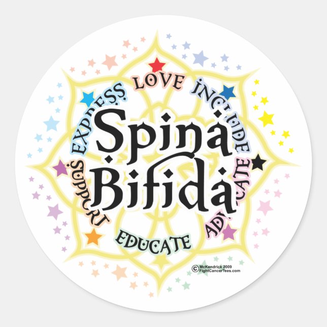 Spina Bifida Lotus Classic Round Sticker (Front)