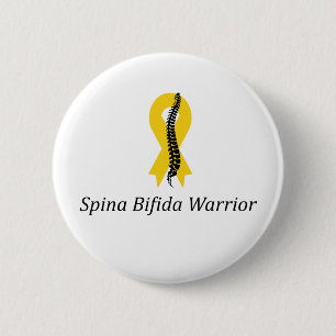 Spina Bifida Warrior Pin Button With Yellow Ribbon