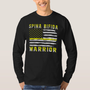 Spina Bifida Warrior Usa Flag American Yellow Awar T-Shirt