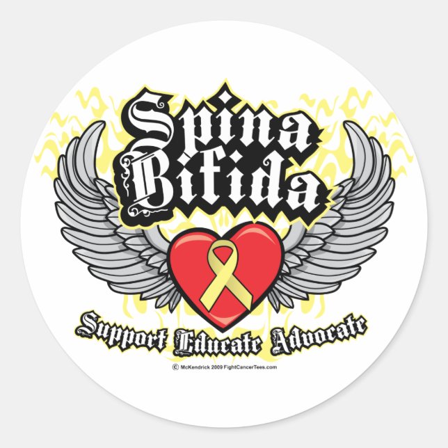 Spina Bifida Wings Classic Round Sticker (Front)