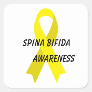 Spina Bifida Yellow Awareness Ribbon by Janz Square Sticker
