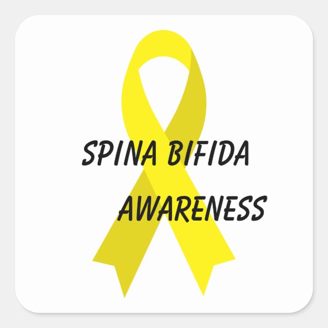 Spina Bifida Yellow Awareness Ribbon by Janz Square Sticker (Front)