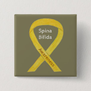 Spina Bifida Yellow Awareness Ribbon Pins