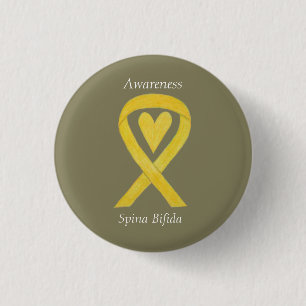 Spina Bifida Yellow Heart Awareness Ribbon Pins