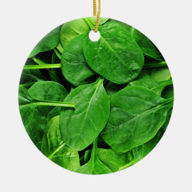 Spinach Ceramic Ornament (Front)