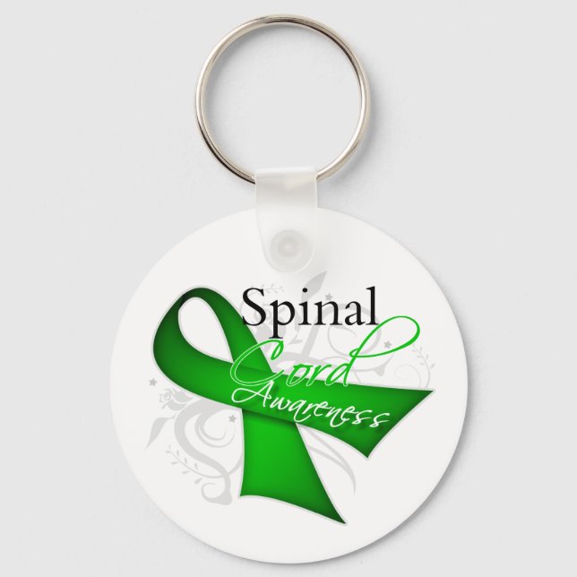 Spinal Cord Injury Awareness Ribbon Key Ring (Front)