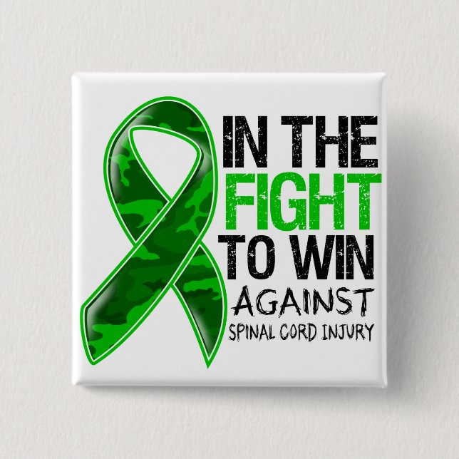 Spinal Cord Injury - Fight To Win 15 Cm Square Badge (Front)