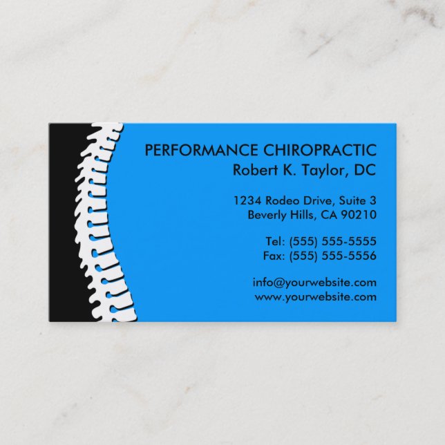 Spine Cutout Chiropractic Business Cards (Front)