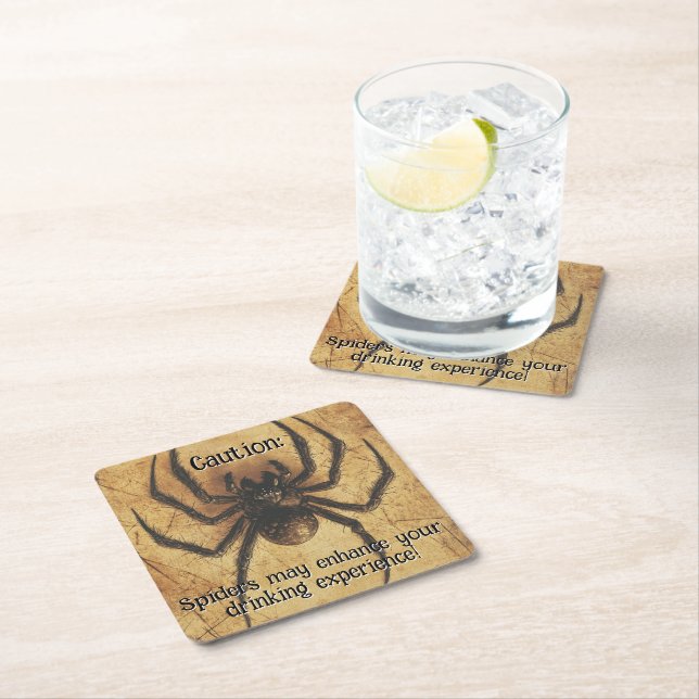 🕷️Spine-tingling Spider HALLOWEEN Bash Square Paper Coaster (Insitu)