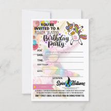 SpinNations Unicorn Birthday Invitations