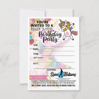 SpinNations Unicorn Birthday Invitations