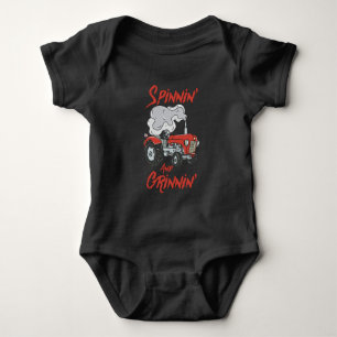 Spinning and Smiling Tractor Pulling Farmer Baby Bodysuit