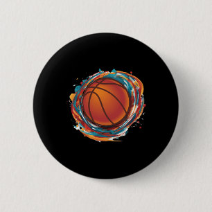 Spinning Basketball Ball 6 Cm Round Badge