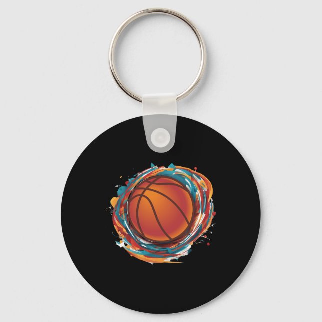Spinning Basketball Ball  Key Ring (Front)
