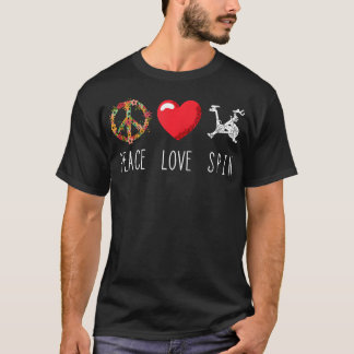 Spinning Class Workout Spin Love Peace Cycling Fit T-Shirt