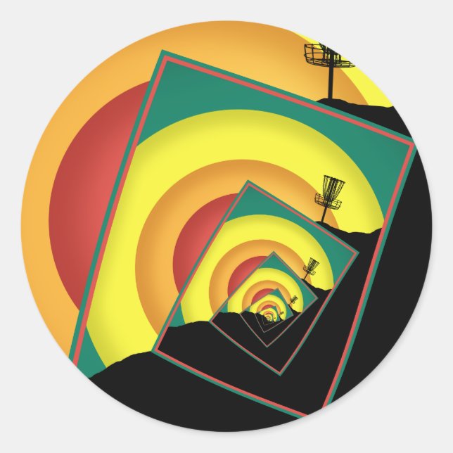 Spinning Disc Golf Baskets 3 Classic Round Sticker (Front)