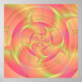 Spinning Horns in Pink and Yellow Poster