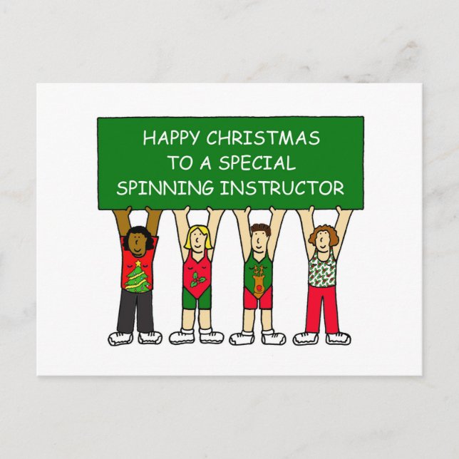 SPINNING INSTRUCTOR HAPPY XMAS HOLIDAY POSTCARD (Front)