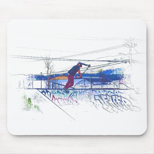 Spinning the Deck - Stunt Scooter Mouse Pad (Front)