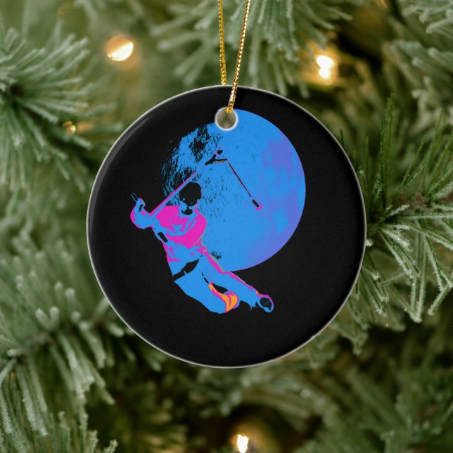 Spinning the Moon - Scooter Rider Ceramic Ornament (Tree)