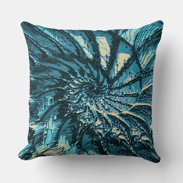 Spinning Turquoise Fractal Cushion (Front)