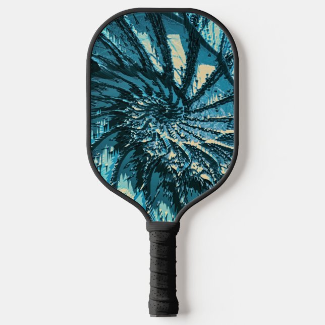 Spinning Turquoise Fractal Pickleball Paddle (Front)