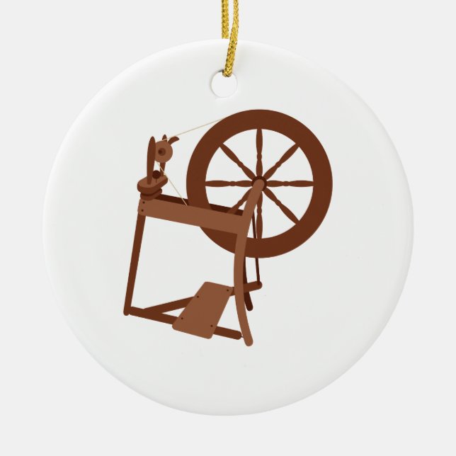 Spinning Wheel Ceramic Tree Decoration (Front)