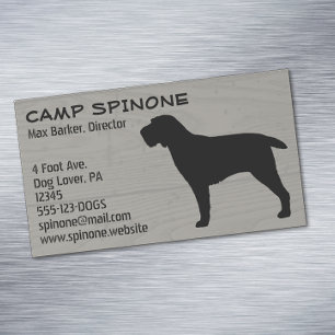Spinone Italiano Dog Silhouette Faux Wood Style Magnetic Business Card