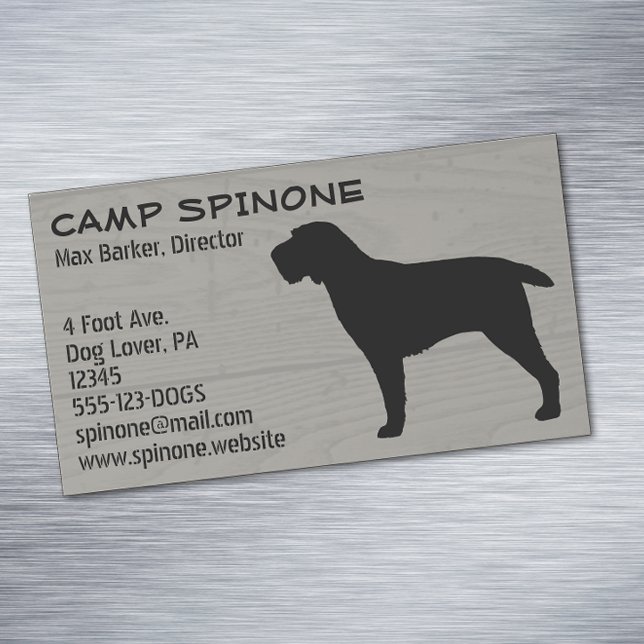Spinone Italiano Dog Silhouette Faux Wood Style Magnetic Business Card (Creator Uploaded)