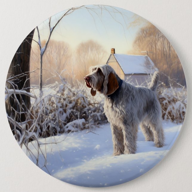 Spinone Italiano Let It Snow Christmas 6 Cm Round Badge (Front)