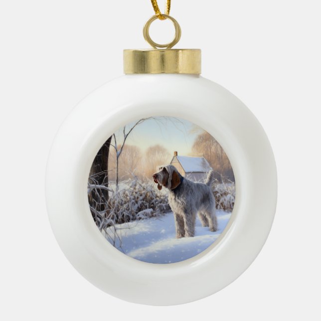 Spinone Italiano Let It Snow Christmas Ceramic Ball Christmas Ornament (Front)