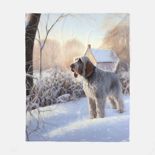 Spinone Italiano Let It Snow Christmas Fleece Blanket (Front)